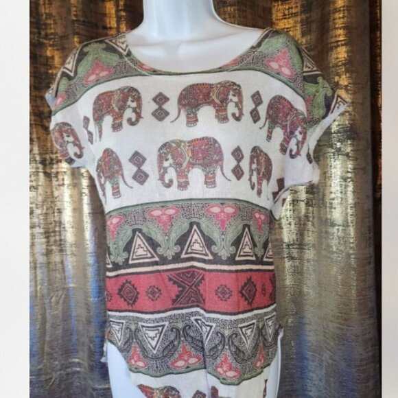 BOHEMIAN Elephant Woven Tunic Top - Picture 2 of 3